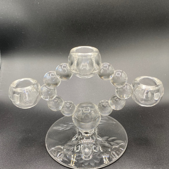 VTG 50s pair cornflower crystal candelabras W. J. Hughes. - Picture 1 of 4